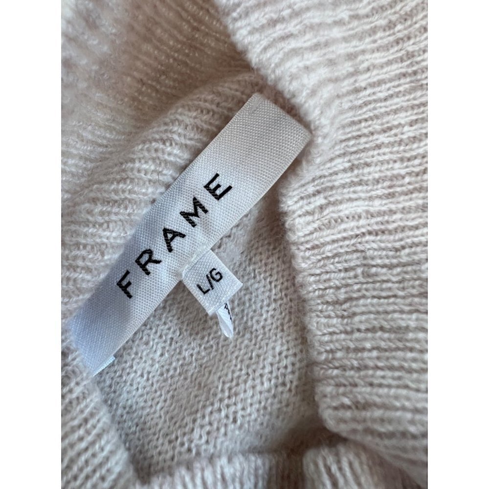 NWT FRAME Size L Stripe Wool & Cashmere Crop Sweater In Oatmeal MSRP$295 - Picture 9 of 12